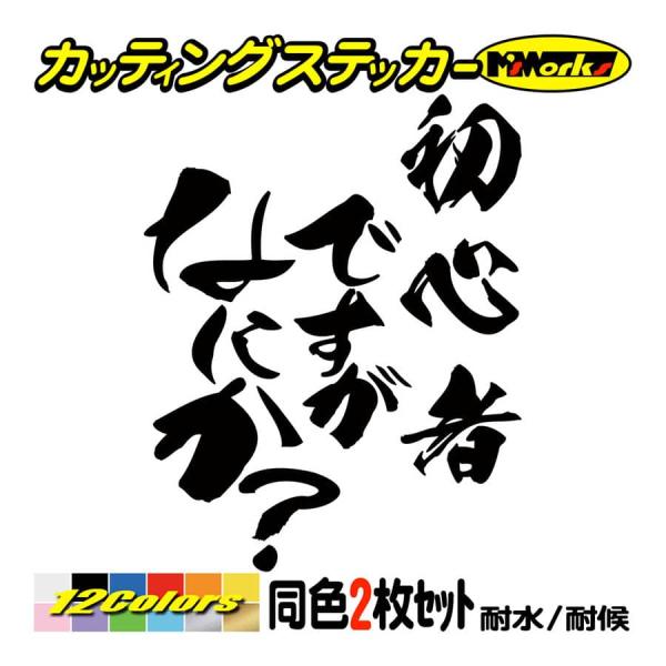 車 バイク おもしろ ステッカー 初心者ですがなにか？ (2枚1セット) カッティングステッカー ヘルメット つぶやき 煽り対策 セリフ ワンポイント