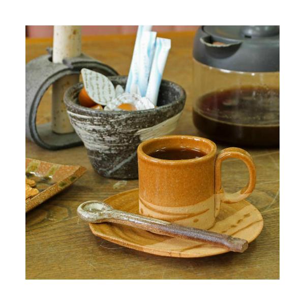 信楽焼 コーヒーカップ＆ソーサー ブラウン コーヒー碗皿 セット デミ 陶器 コーヒーカップ ソーサー ペア 北欧 来客用 おしゃれ 珈琲 碗皿