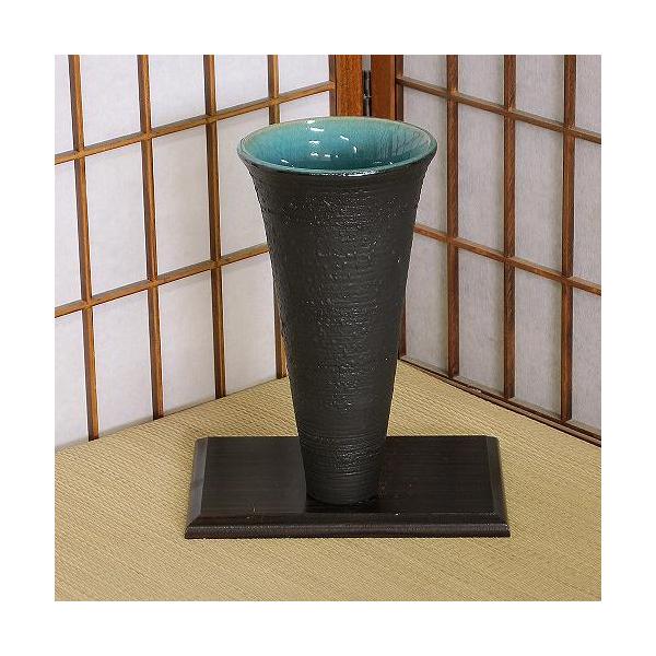1点物 花器 黒 マット 青 ガラス 掛分 細 生花 立花 池坊 生け花 数量