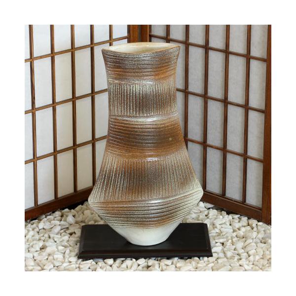 信楽焼 花器 白釉 彫り 合わせ 立花 陶器 花瓶 生け花 和風 華道 池坊