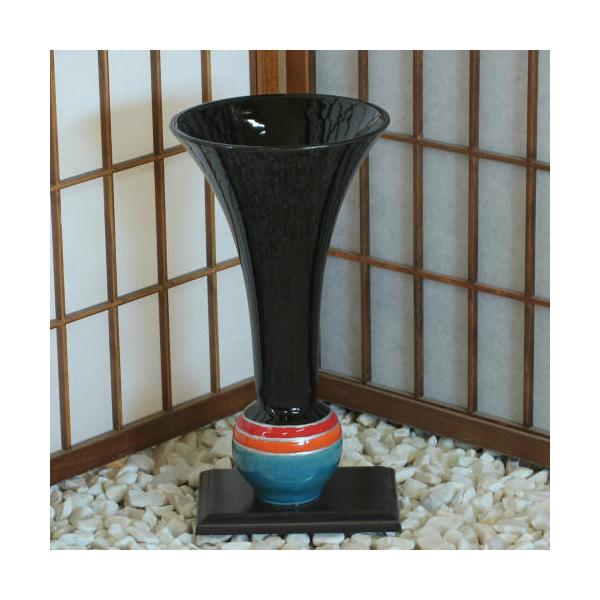 池坊　立花　黒と紫のグラデーション花瓶 信楽焼 花器 黒 グラデーション 球 長 立花 陶器 花瓶 生け花 和風