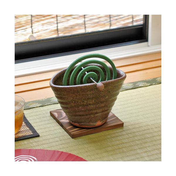 信楽焼 蚊取り 線香入れ 灰 かぶり 蚊遣り器 器具付 おしゃれ かわいい 陶器 蚊取り線香 ホルダー 蚊遣り器 蚊やり 信楽焼き(MB024-08G)
