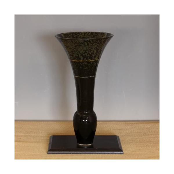 アウトレット 信楽焼 花器 黒 斑点 長 池坊 生け花 在庫処分 和風 洋風 華道 陶器 フラワーベース 立花花器 花瓶 信楽焼き やきもの あすつく(k-11b)