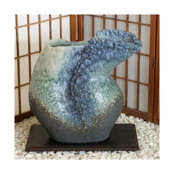 信楽焼 花瓶 花器 華道 池坊 嵯峨御流 窯変 曲げ 陶器 生け花 和風