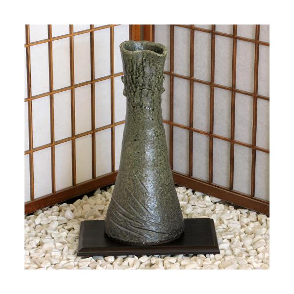 信楽焼 花瓶 花器 華道 池坊 嵯峨御流 黒窯肌 耳付き 手びねり 陶器