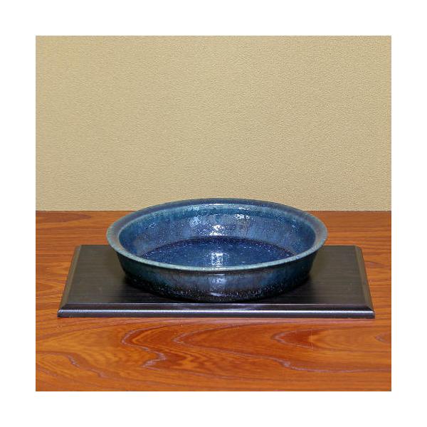在庫数限り 信楽焼 水盤 花器 10号 青 窯変 ガラス 丸 陶器 池坊