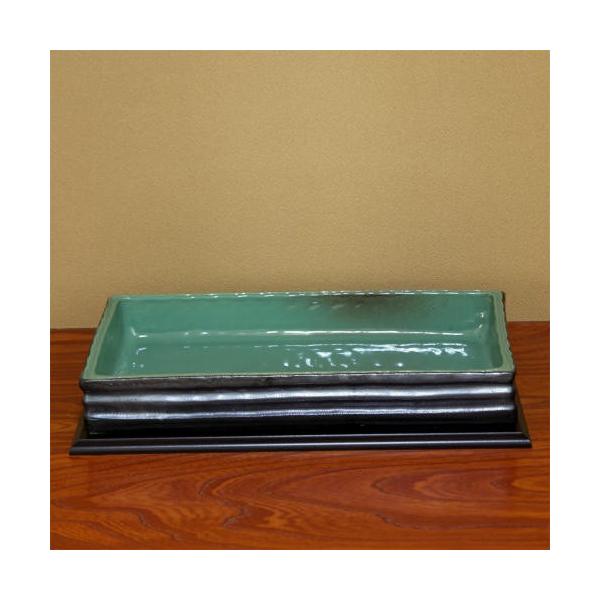 【スペック】水盤 17号：幅51×奥行28×高さ7.5(cm) 信楽焼・国産【備考】花台等は付きません。華道用品にて販売しております。箱入りでお届けします。池坊・嵯峨御流など、華道、生花用としてお使い頂けるおしゃれな生け花の花器です。盆栽や...