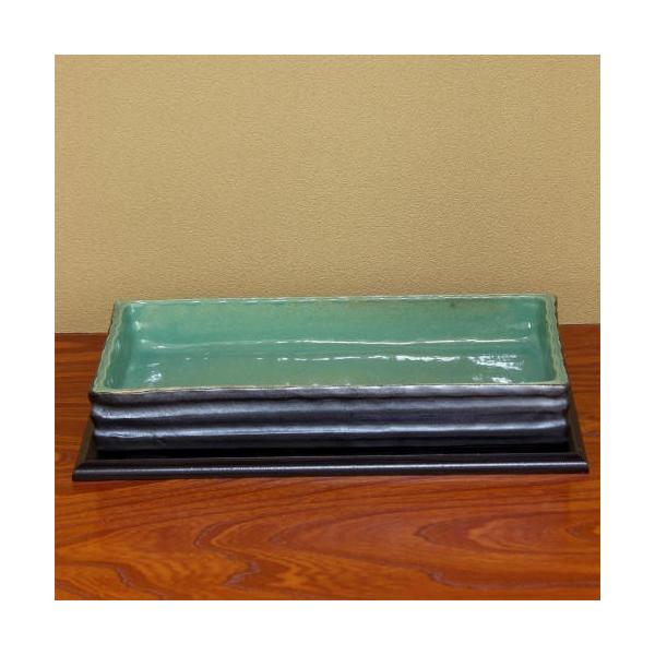 【スペック】水盤 15号：幅45×奥行26.5×高さ6.5(cm) 信楽焼・国産【備考】花台等は付きません。華道用品にて販売しております。箱入りでお届けします。池坊・嵯峨御流など、華道、生花用としてお使い頂けるおしゃれな生け花の花器です。盆...