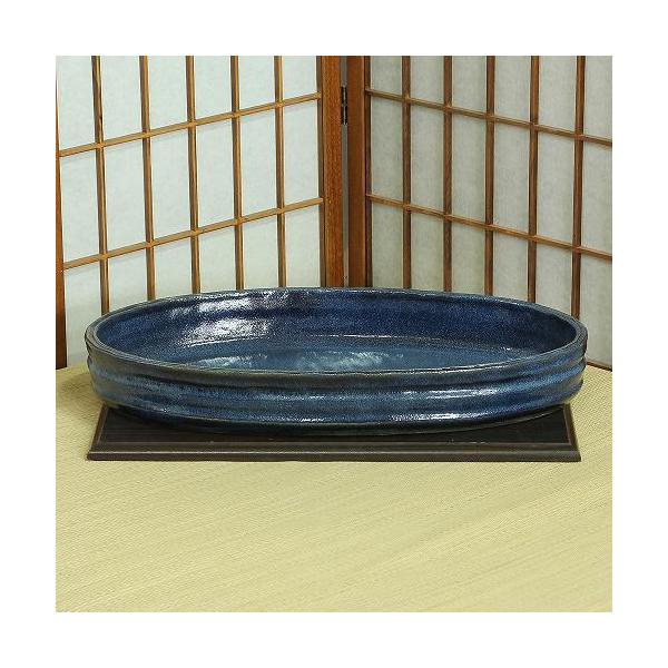 信楽焼楕円形花器水盤16号