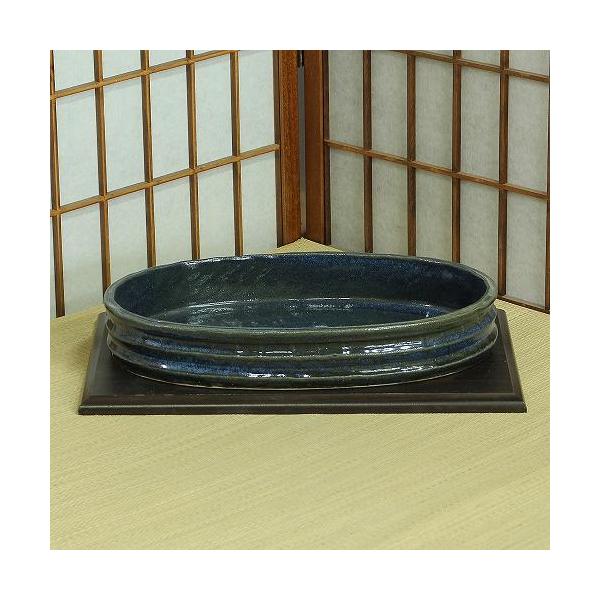 【スペック】水盤 13号：幅39×奥行24×高さ6(cm) 信楽焼・国産【備考】花台等は付きません。華道用品にて販売しております。箱入りでお届けします。池坊・嵯峨御流など、華道、生花用としてお使い頂けるおしゃれな生け花の花器です。盆栽やオブ...