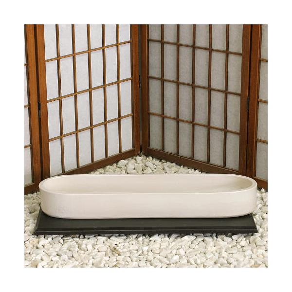 【スペック】水盤 大：幅62×奥行17×高さ6.5(cm)信楽焼・国産【備考】花台等は付きません。華道用品にて販売しております。箱入りでお届けします。池坊・嵯峨御流など、華道、生花用としてお使い頂けるおしゃれな生け花の花器です。盆栽やオブジ...