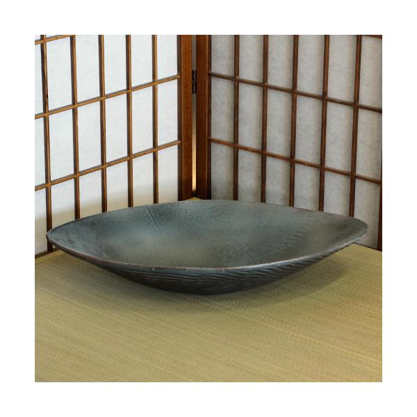 信楽焼 水盤 花器 8号 青 ガラス 切立 丸 陶器 池坊 嵯峨御流