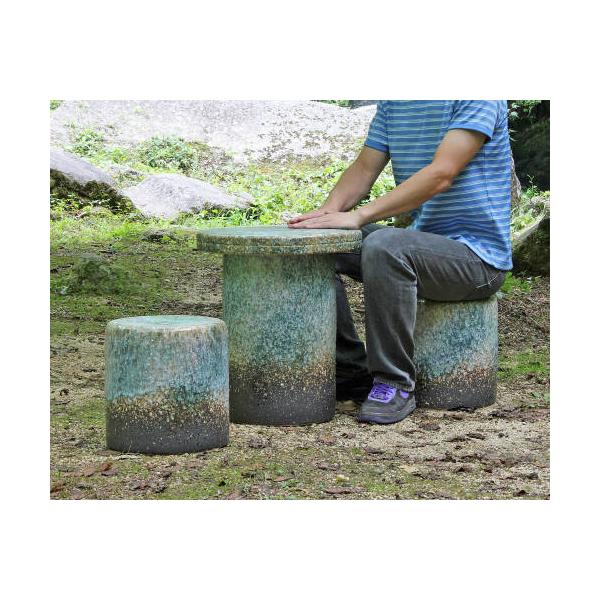 宝福寿吉 信楽焼 青窯肌 ガーデンテーブルセット 直径４６cm 宝福寿吉 信楽焼 青窯肌 ガーデンテーブルセット 直径46cm