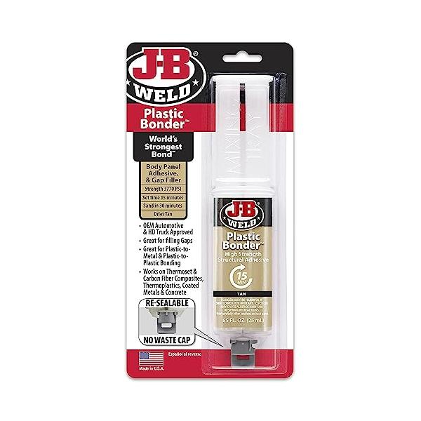 J-B Weld プラスチックボンド 50133 構造用接着剤シリンジ - タンカラー - 25 ml 1-Pack 50133