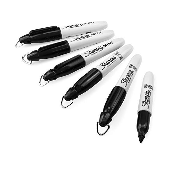 Sharpie ミニ油性マーカー バレットチップ 細字 ブラック 6本パック