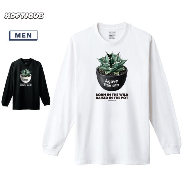 Moftique（モフティック） 長袖Tシャツ アガベ チタノタ コーデックス 塊根植物 多肉植物 プリント ロンT トップス カットソー メンズ ユニセックス 春 秋