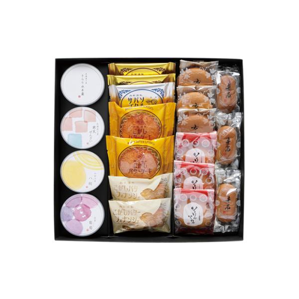 夏の銘菓いろいろ2_42653【常温便】 |中元 水羊羹 寒天 ぜんざい フィナンシェ バター 缶入 御祝 内祝 御供 泉州 涼菓 日保ち 柚子 ゼリー