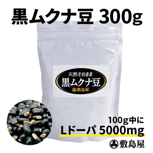 黒ムクナ豆 天然自然食 黒生ムクナ豆 自然食サプリ 300g入 調理用 無農薬 無添加 健康食品  八升豆本舗 敷島屋