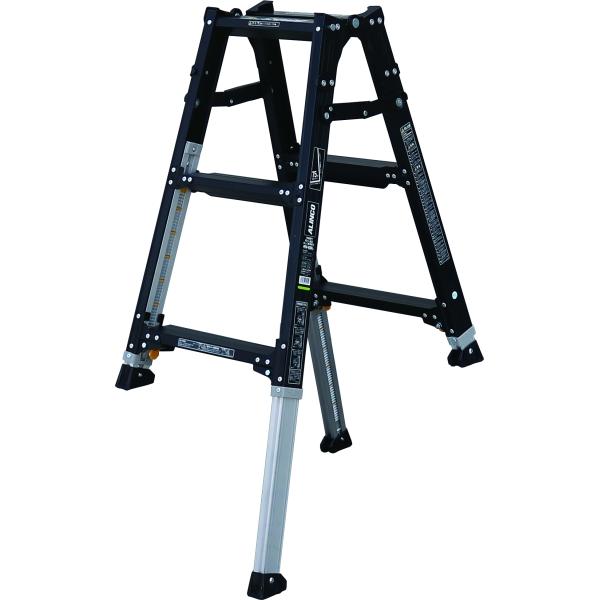 【ALINCO 三脚脚立 KWA-300B 高さ2m97cm 最大使用100kg】 ALINCO（アルインコ） 伸縮脚付はしご兼用脚立 3尺 PRW-90BK ブラック