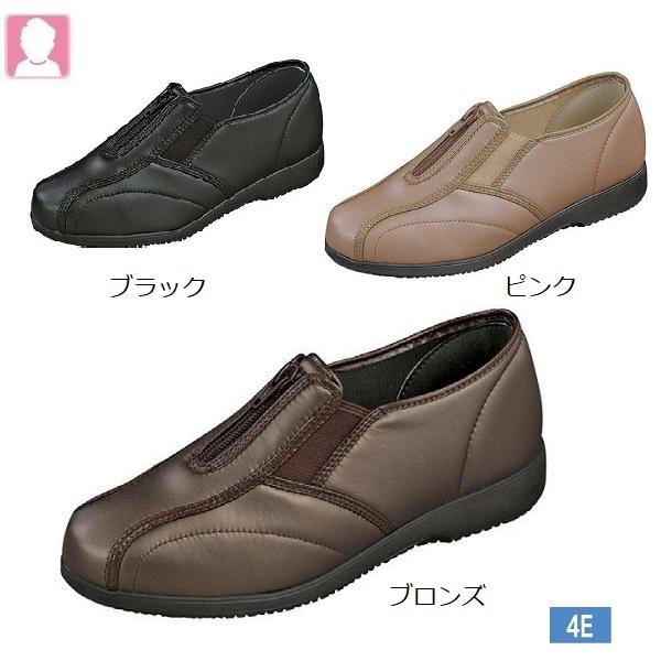 サイズ：足長＝22.0〜25.0cm(0.5cmきざみ）　足囲＝4E　　　　ピンク・ブロンズは22.5〜24.5cm重量：150g（片足23.5cm）靴底素材：合成底カラー：ブラック・ピンク・ブロンズ