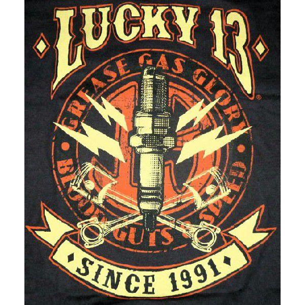 Lucky 13 ラッキー13 Tシャツ LUCKY13 PLUG 黒 : マンブルズ バンドT