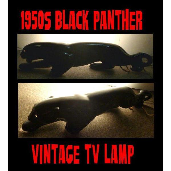 ブラック パンサー 黒豹 TV ランプ Black Panther 置物 50's Vintage