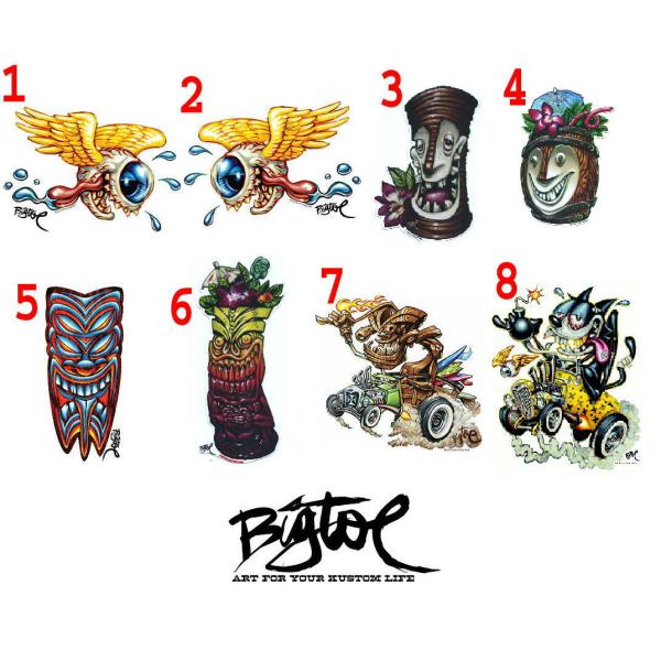 �r�b�O �g�D�[ �X�e�b�J�[ Big Toe ���K�i Tiki Mug,Hot Rod,Low Brow etc STICKER