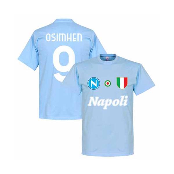 【予約RET06】RE-TAKE ナポリ Team Ｔシャツ 9番 オシムヘン スカイ【サッカー/Napoli/Osimhen/セリエＡ】ネコポス対応可能