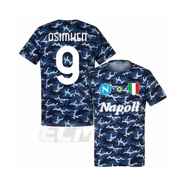 【予約RET06】RE-TAKE ナポリ Team Ｔシャツ 9番 オシムヘン カモブルー【サッカー/Napoli/Osimhen/セリエＡ】ネコポス対応可能