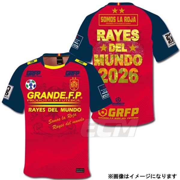 【予約特典送料無料】GFPH26027【予約GFP26】GRANDE FP スペイン代表 優勝記念 プラシャツ REY DEL MUNDO 2026 半袖 レッド【グランデ/サッカー/SPAIN/Ｗ杯/サポ