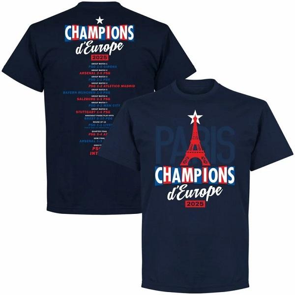 【RET12】紺【国内未発売】Re-Take パリサンジェルマン Champions d'Europe CL24-25優勝記念Tシャツ ネイビー【サッカー/PSG/エンリケ監督/デンベレ/クヴァラツ
