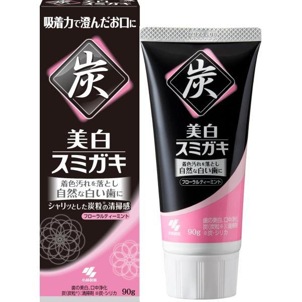 小林製薬 美白スミガキ 炭粒(炭・シリカ) 配合 歯を白くするハミガキ 90グラム (x 1)