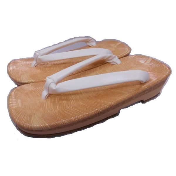 雪下草　雪駄　下駄型　黄千葉　キルク　厚底　白鼻緒　ＬL26.0-28.0ｃｍ