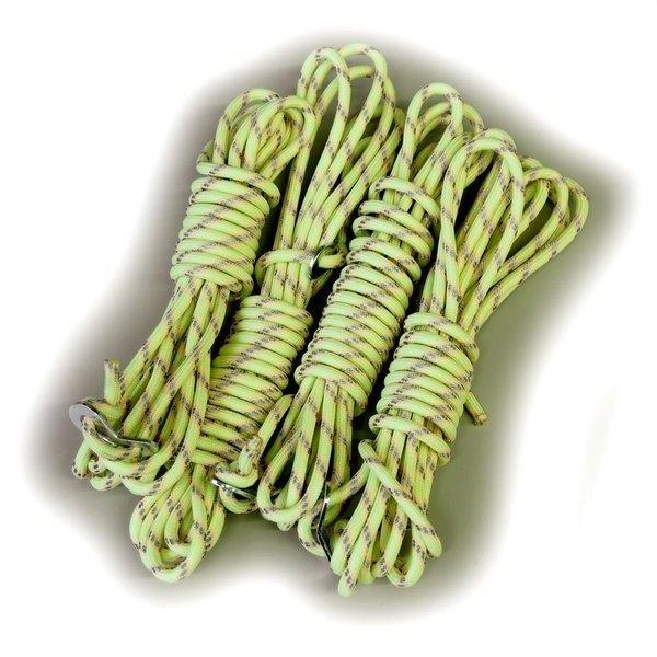 村の鍛冶屋 蓄光反射ガイロープ(テントロープ) 5mm×4M 4本 自在金具
