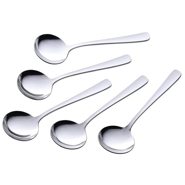 ここがポイントすくいやすいように考えれたフォルム。食器造りで有名な新潟・燕の職人が丁寧に仕上げているTSUBAMEブランドのスープスプーンです。商品仕様セット：5本サイズ：幅4.4×全長14.7×高さ1.9cm重量 :約30g (1本)材質...