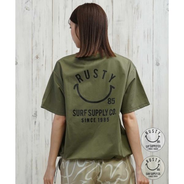 RUSTY ラスティ 水着 ラッシュガード 半袖 Tシャツ レディース ニコちゃん バックプリント 水陸両用 UVカット 925470