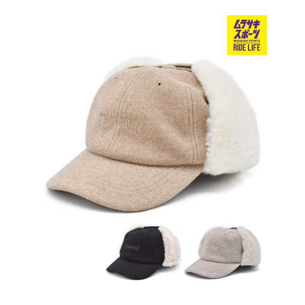 【冬にはコレ！ボア耳当て付きフライトキャップ】●柔らかく暖かいふわふわのボア耳当てがしっかり防寒してくれるフライトキャップ。●さりげないTHRASHERロゴ刺繍がポイントに。●機能的で実用的なデザイン。●通勤・通学、スケートシーンでの着用や...