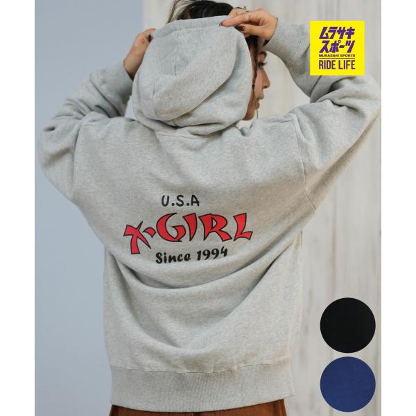 X-GIRL エックスガール ジップアップ パーカー レディース バックプリント ロゴ 105253012022