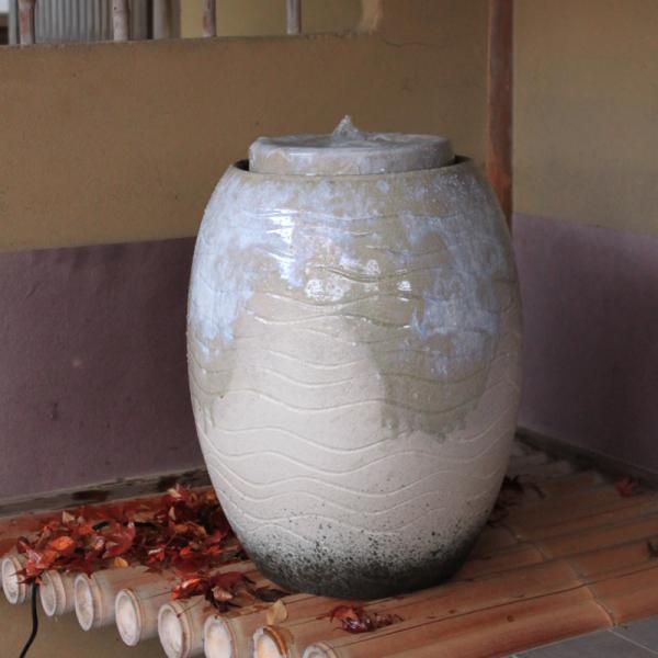 琴音 水琴窟 B-2 利休信楽 屋内用 室内用 白窯変 φ330×H400mm 約9kg