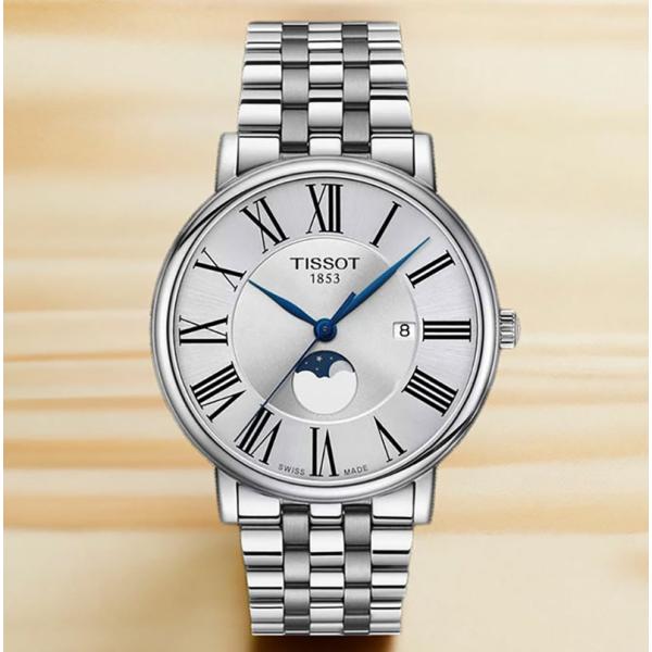 ティソ 腕時計 TISSOT カーソン ジェント プレミアム ムーンフェイズ T122.423.11.033.00 シルバー文字盤 クォーツ ケース径40ミリ 5気圧防水