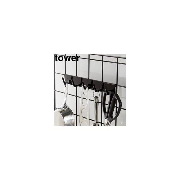 他サイト： YAMAZAKI 山崎実業 自立式メッシュパネル用　フック５連　タワー　ブラック towerの商品画像