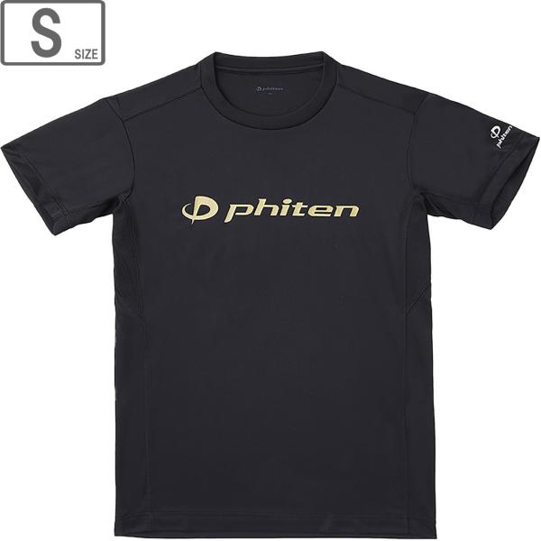 ファイテン Phiten RAKUシャツ 半袖 ロゴ入り 【ブラック/ゴールド