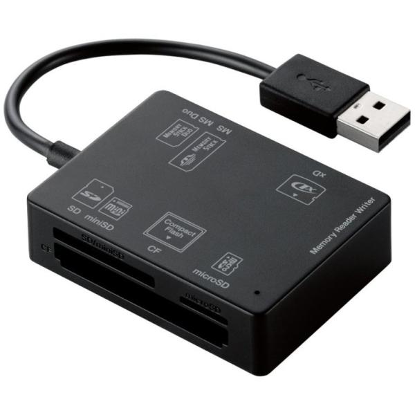 他サイト： ELECOM エレコム メモリリーダライタ/SD+MS+CF+XD/ブラック MR-A012BKの商品画像
