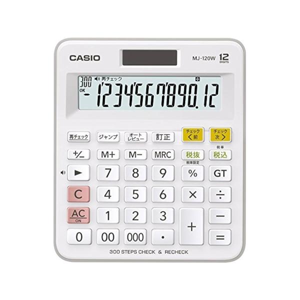 CASIO カシオ 数量限定 チェック検算電卓 ミニジャストサイズ 12桁 MJ-120W-N