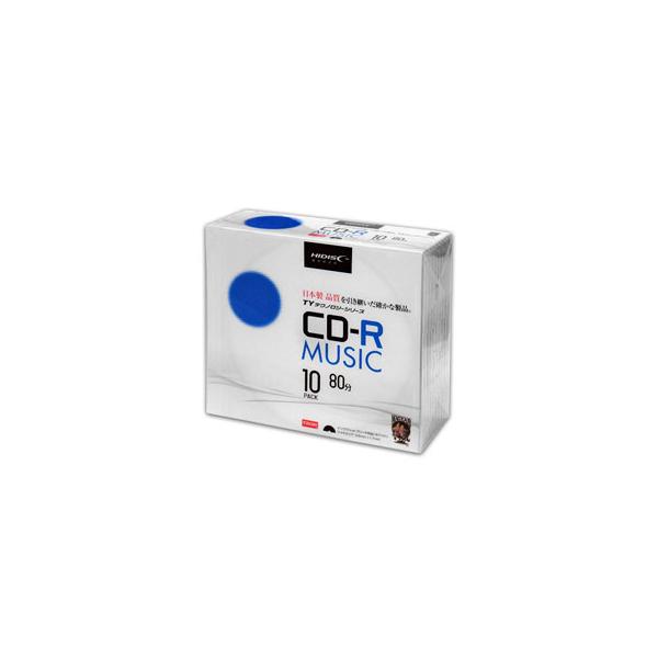 他サイト： HIDISC/ハイディスク 【TYテクノロジーシリーズ】HIDISC CD-R 音楽用 ホワイトワイドプリンタブル 10枚 TYCR80YMP10SCの商品画像