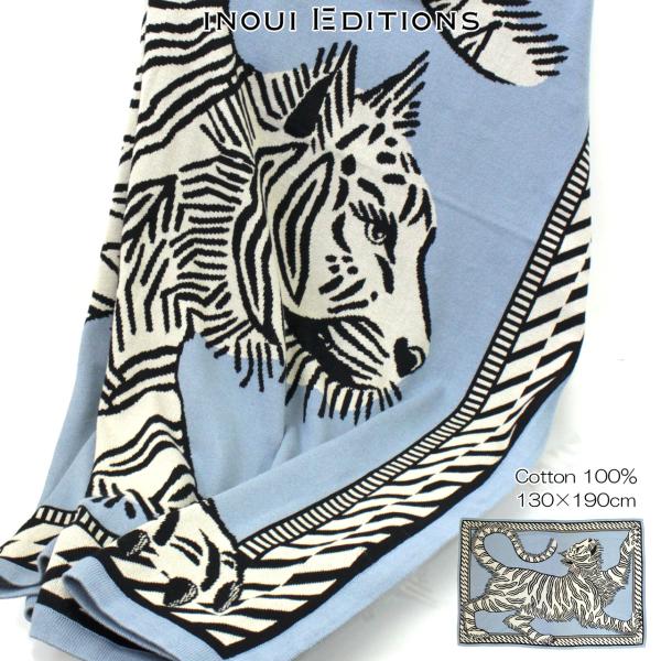 INOUI EDITIONS イヌイエディション THROW 130【MANTRA 】【ブルー】大判 コットン ビーチタオル 08908