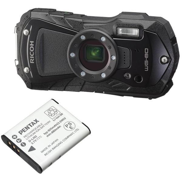RICOH リコー WG-80（ブラック）＋D-LI92バッテリーセット【wg80set