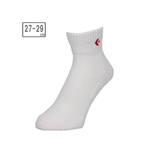 他サイト： CONVERSE コンバース 【ユニセックス】ニュー アンクルソックス【ホワイト×レッド】【27-29cm】CB16006-1164の商品画像