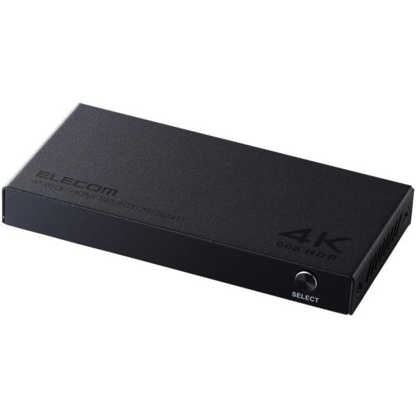 ELECOM エレコム HDMI切替器/4K60Hz対応/4ポート/3入力(HDMI)+1出力(HDMI)/メタル筐体/ブラック DH-SW4KB31BK