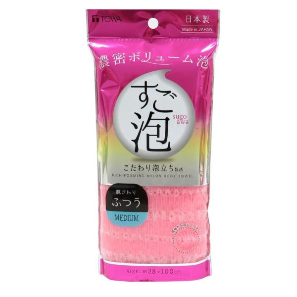TOWA 東和産業 ボディタオル すご泡 ４ナイロンタオル ふつう ピンク
